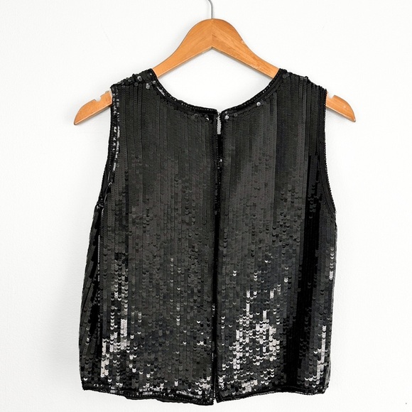 Chanel Vintage Black Sequin Hook Eye Women's Sleeveless Top Bergdorf Goodman NYC - Picture 11 of 15